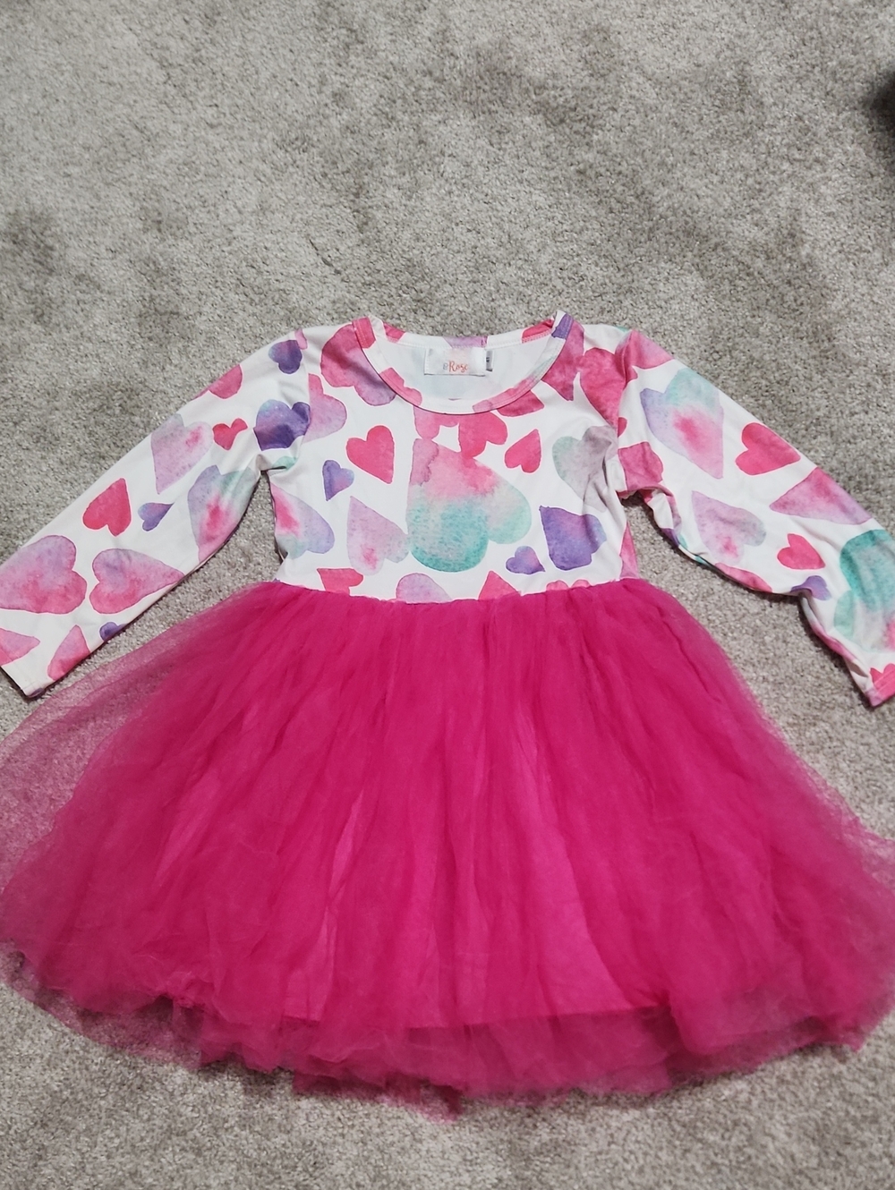 Mila & Rose Pink Watercolor Heart Girls Dress